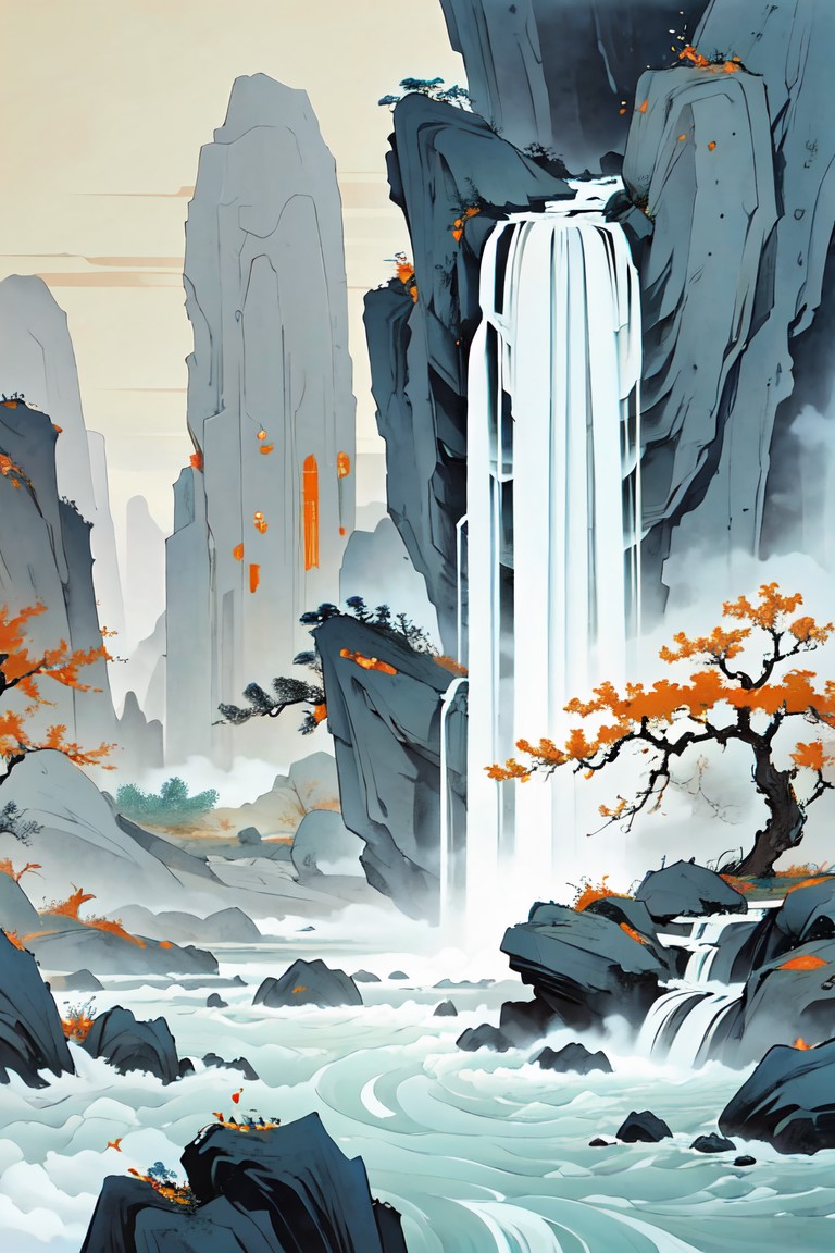 410969-4292264532-Chinese landscape painting, landscape artistic conception, Zen aesthetics, Zen composition, Chinese ancient architectural comple.png